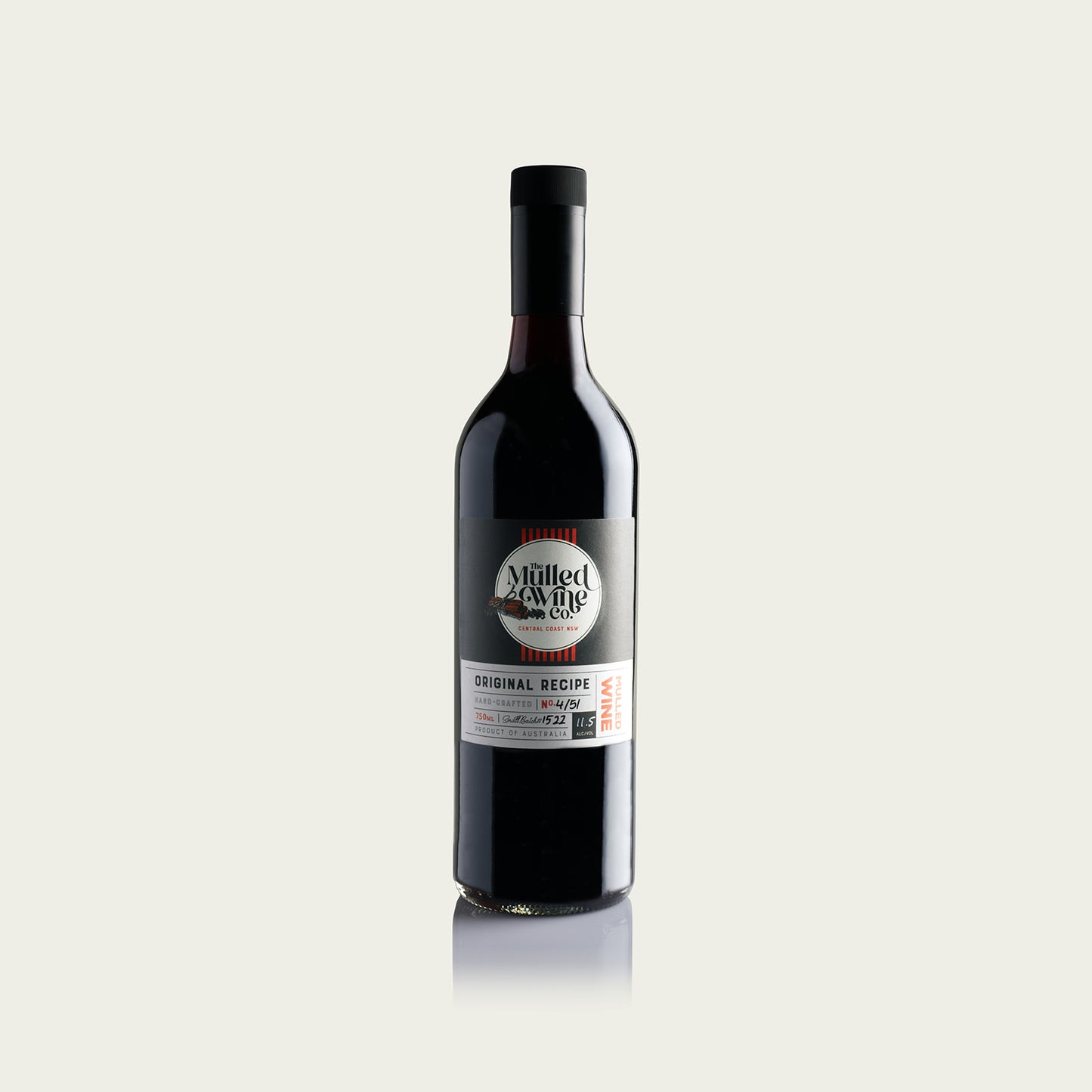 Bottle of ready to drink Australian mulled wine.
