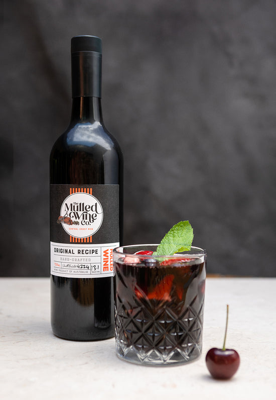 Glass of red mulled wine sangria